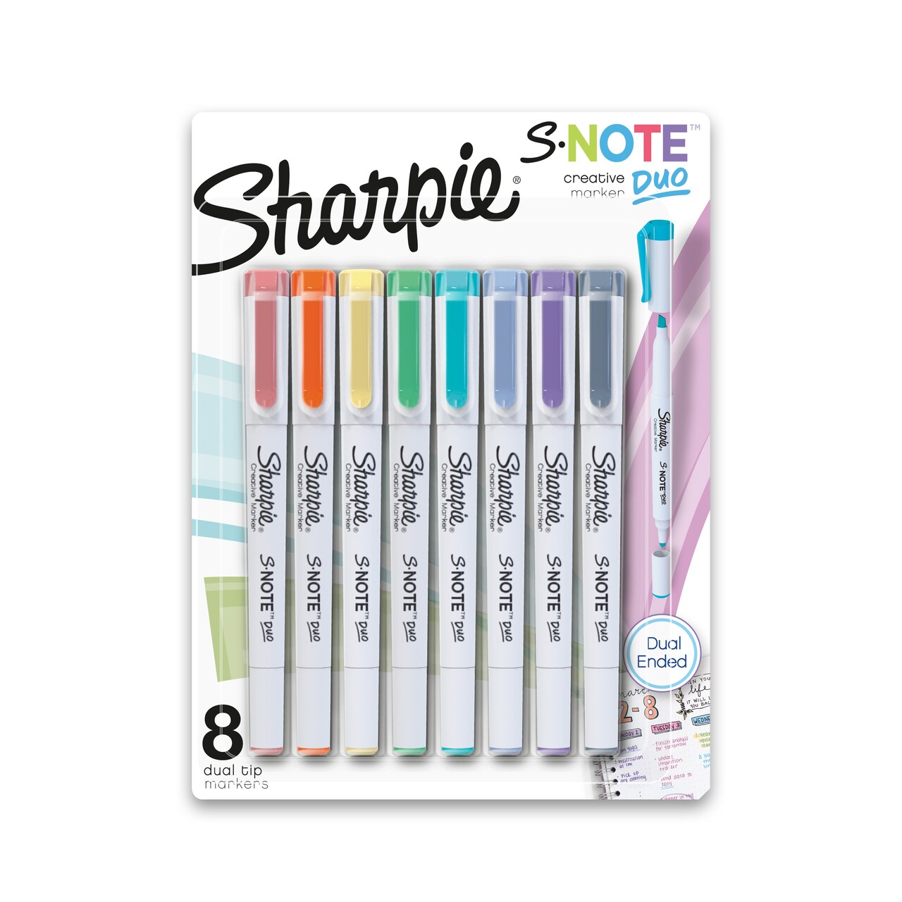 Sharpie S-Note Duo Dual-Ended Creative Highlighters 8/Pkg-Assorted Colors